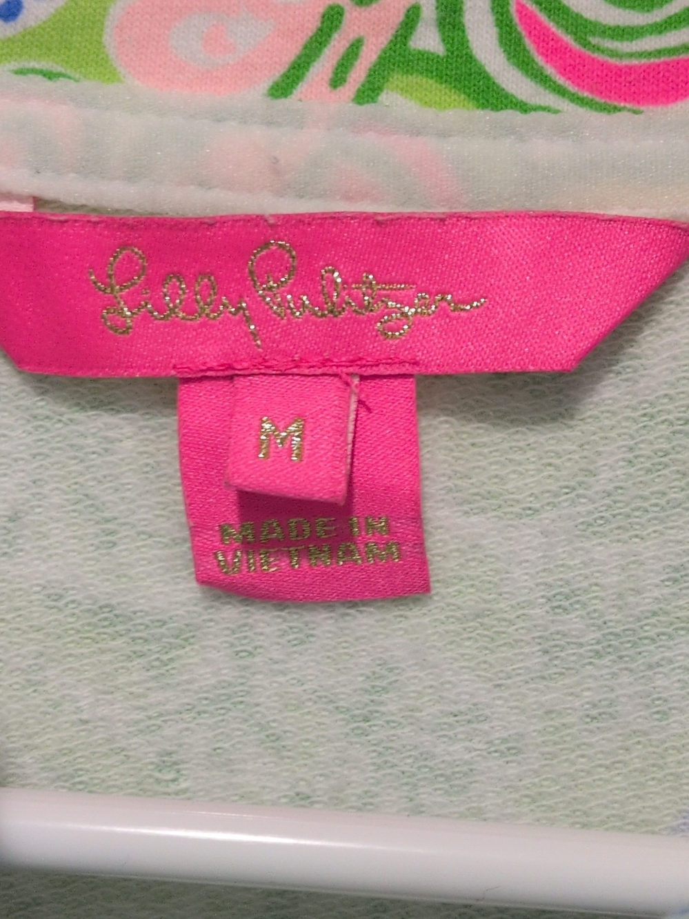 Lilly Pulitzer Floral Quarter Zip Pullover Top M Pink Blue Green Cotton Stretch - Picture 5 of 6